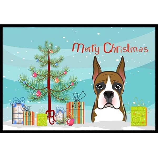 Carolines Treasures BB1595MAT Christmas Tree & Boxer Indoor or Outdoor Mat; 18 x 27 BB1595MAT - main